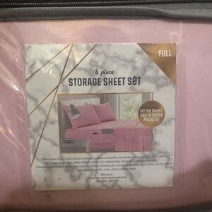 Pink 4-Piece Storage Sheet Set - Full
